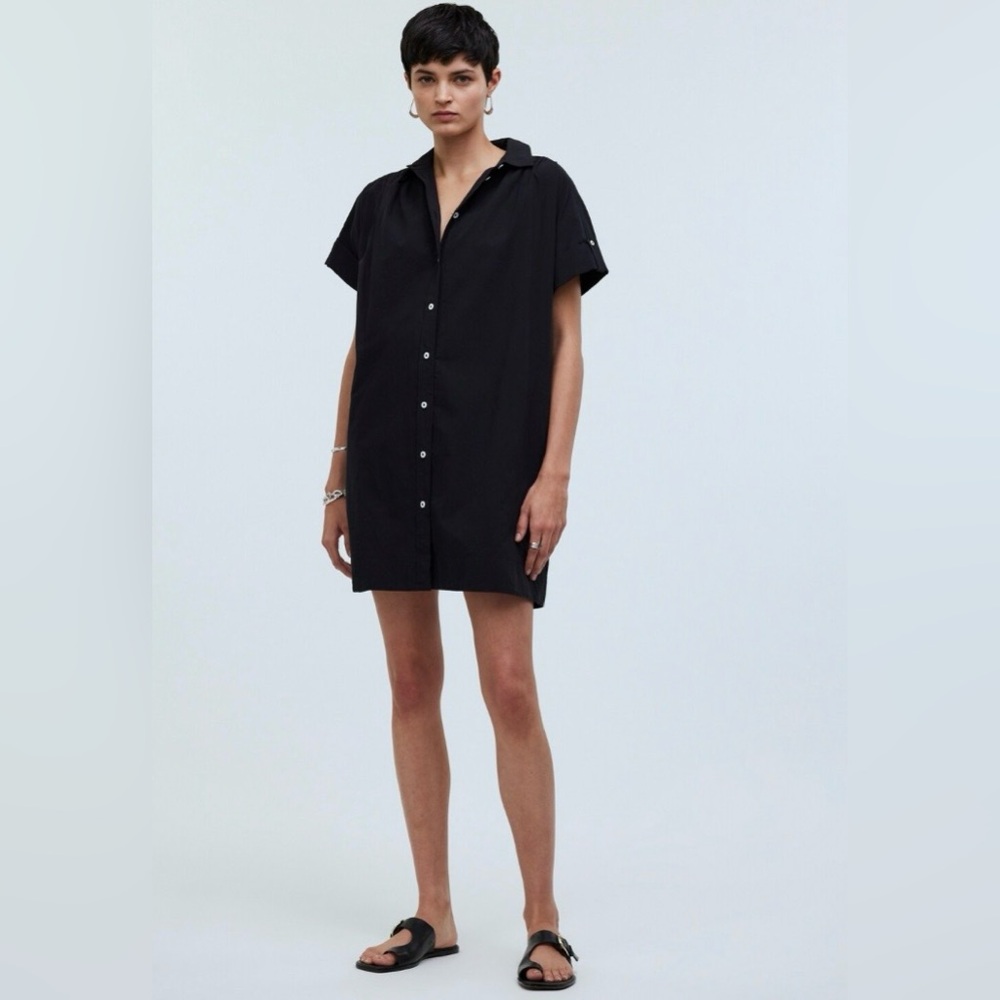 Madewell Collared  Button-Front Mini
Shirtdress Small NWT true black